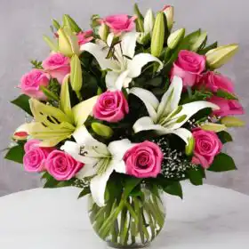 White Lily & Pink Rose Luxury Bouquet
