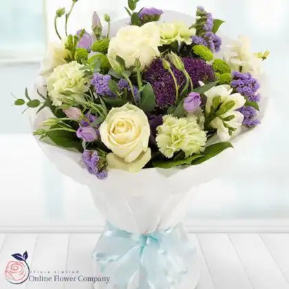 White and Purple Bouquet Special Offer - Next-Day Delivery Across the UK