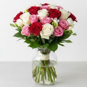 Premium Bouquet of Red and White Roses