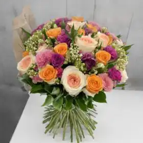 English Garden Rose Bouquet – Sunset Palette