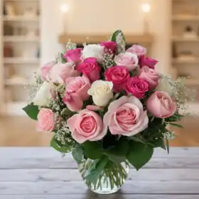 Luxury Hot Pink and White Rose Bouquet