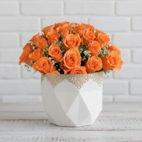 Orange Bliss - Rose Bouquet with Baby’s Breath