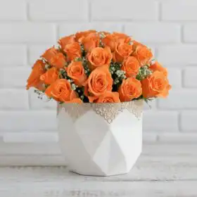 Orange Bliss - Rose Bouquet with Baby’s Breath