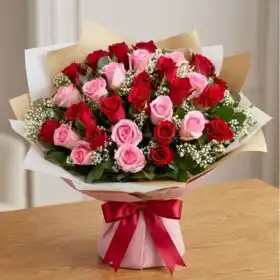 Blissful Pink & Red Roses Burst