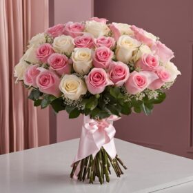 Stunning Pink and White Rose Bouquet