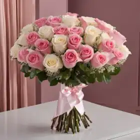 Stunning Pink and White Rose Bouquet