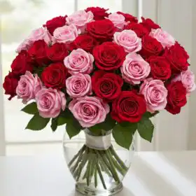 Radiant Romance: Red and Pink Rose Bouquet