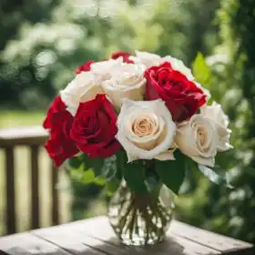 The Classic Harmony Bouquet: Red & White Roses