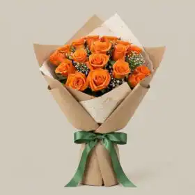 Vibrant Orange Rose Bridal Bouquet