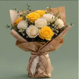 Elegant White and Yellow Flower Bouquet