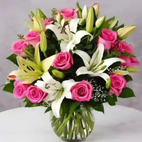 White Lily & Pink Rose Luxury Bouquet