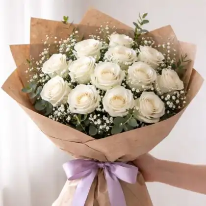 Classic White Rose Bouquet