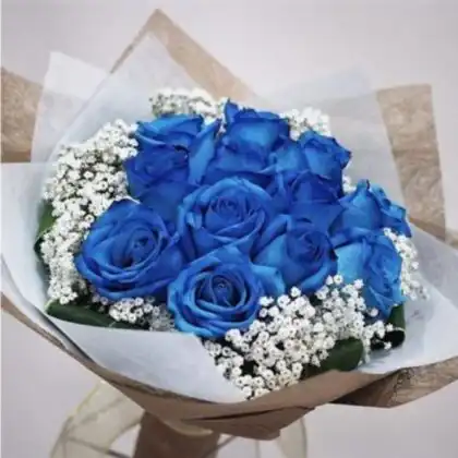 12 Blue Rose flower bouquet