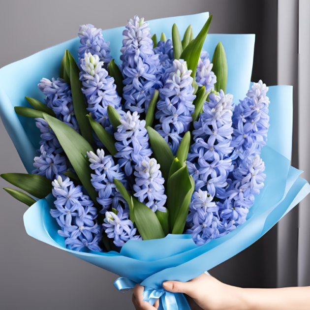 Blue Hyacinth flowers bouquet for Mother’s Day - Elegant Fresh Blooms for Moms