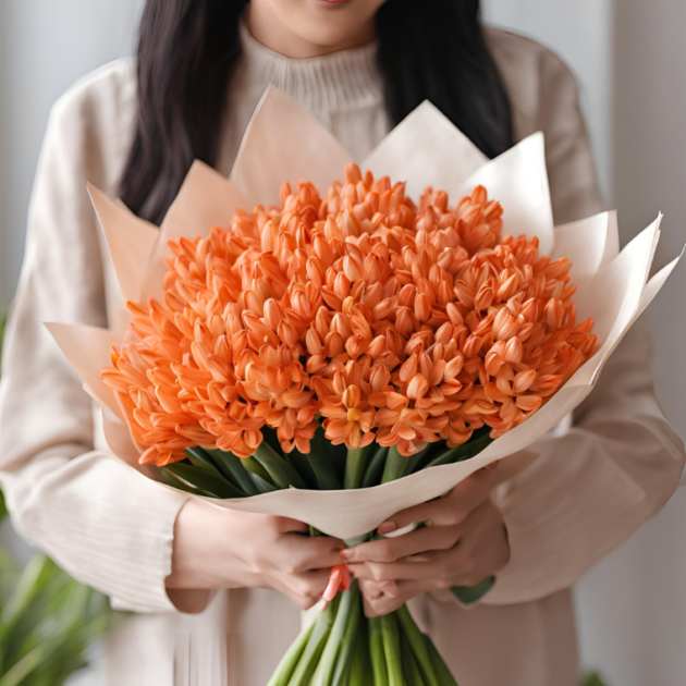 Orange Hyacinth Mother's Day Flowers Bouquet – Vibrant and Fragrant Gift