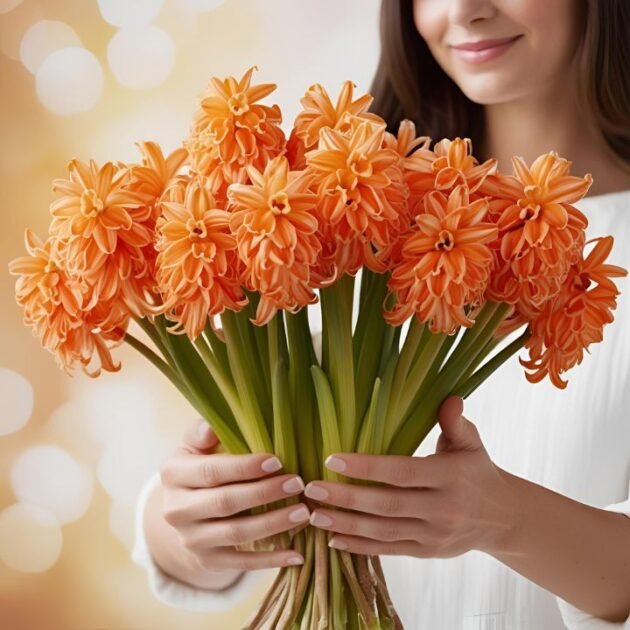 Stunning Orange Hyacinth Mother's Day Flowers Bouquet - Fresh & Fragrant