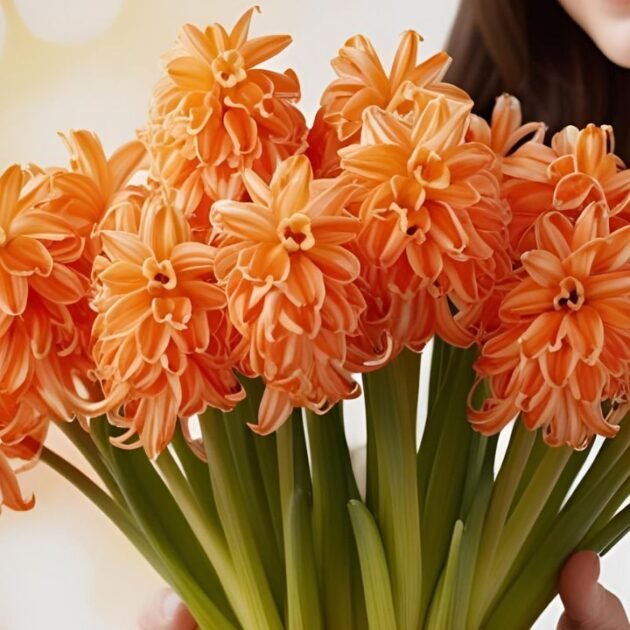 Vibrant Orange Hyacinth Mother's Day Flowers Bouquet - Perfect for Gifting