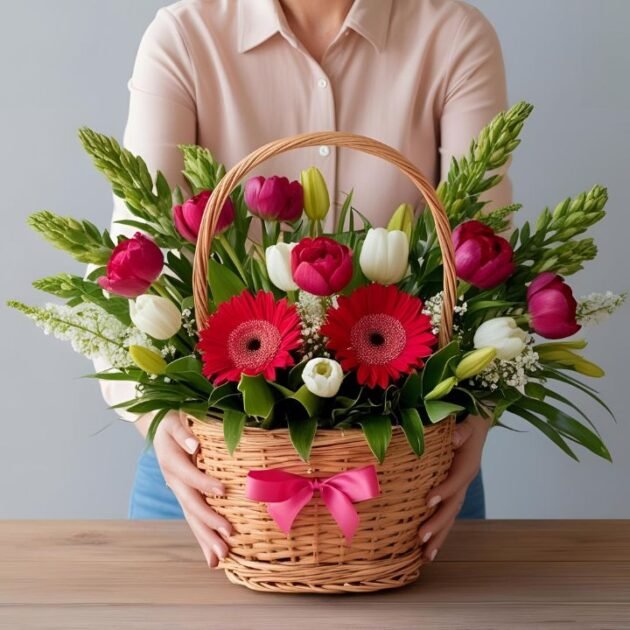 Deliver Spring Flowers Basket on Mother's Day – A Beautiful Basket of Seasonal Flowers