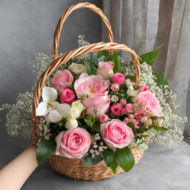 Spring Flowers Basket Delivery – A cheerful basket filled with tulips, daffodils, and lilies, perfect for any spring occasion