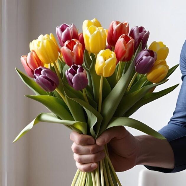 Gorgeous Tulips Flowers Hand Tied Bouquet – fresh, vibrant blooms for every occasion.