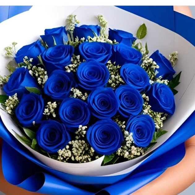 Fresh UK Mother's Day Flowers Blue Rose Bouquet – Elegant Blue Roses, Next Day Delivery