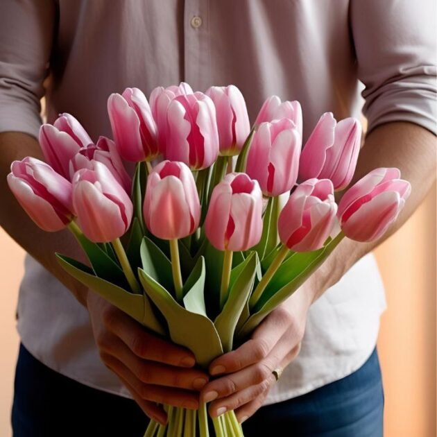 Hand Tied Pink Tulips Mother's Day Flowers Delivery - Fresh Pink Tulips Arranged for Mother's Day