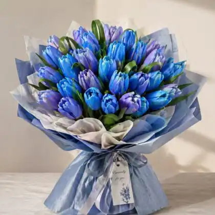 Blue Tulips Bouquet