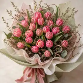Fresh Pink Flower Bouquet with Tulips