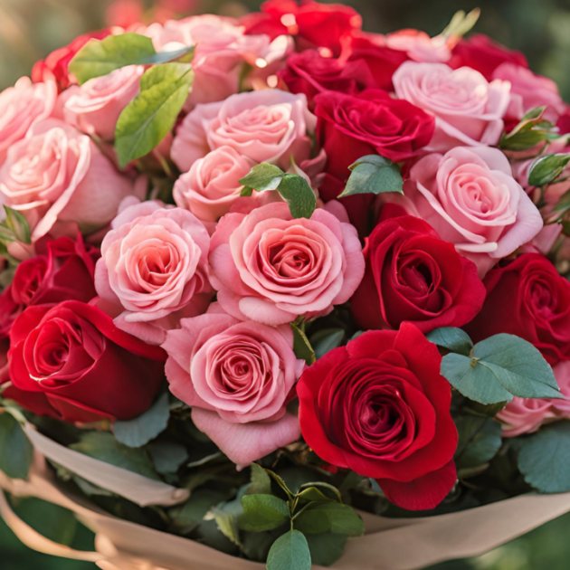 Hand tied rose bouquet mothers day delivery held by a man