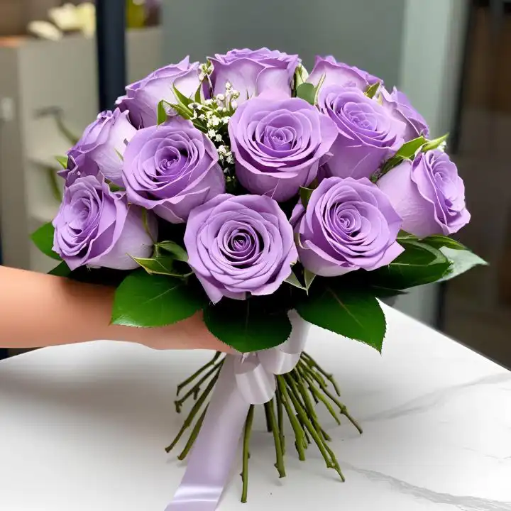 Lilac Rose & Astilbe Bouquet: Handcrafted Elegance 3 Lilac Rose Flower Bouquet for Mother’s Day UK – Elegant Roses Delivered Fresh and On Time