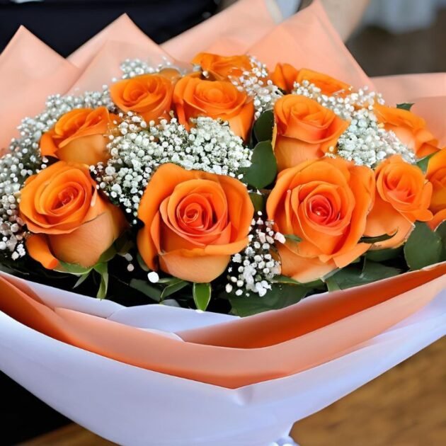 Orange Rose Flower Bouquet for Mother's Day UK - Elegant and Fresh Roses Delivered Nationwide