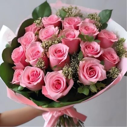 Pink Rose Flowers Bouquet For Mother's Day Delivery – Elegant Pink Roses for Mom