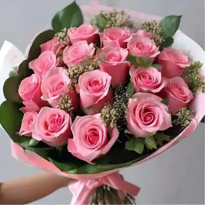 Pink Rose Flowers Bouquet For Mother's Day Delivery – Elegant Pink Roses for Mom