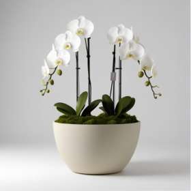 White Phalaenopsis orchid Plants in round pot