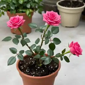 Pink Miniature Rose Plant