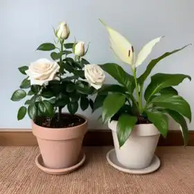 White rose and peace lily Plants delivery