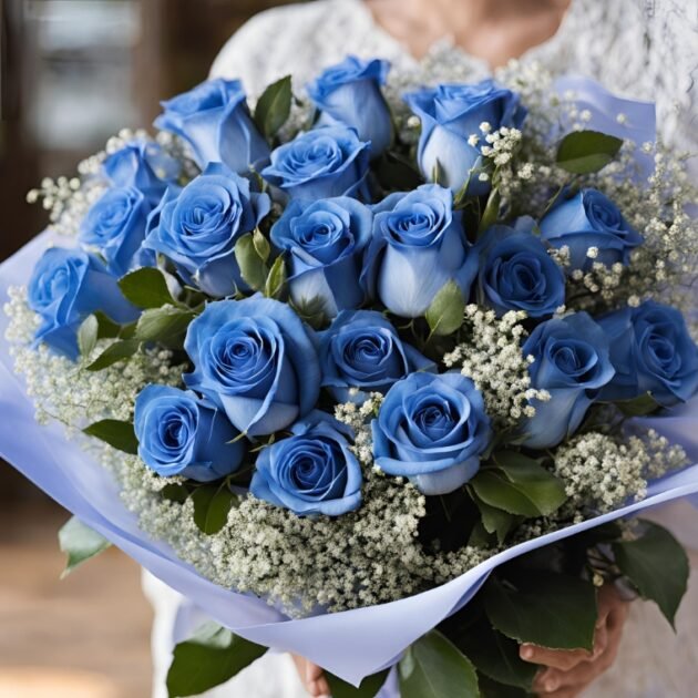 UK Mother's Day Flowers Blue Rose Bouquet – Elegant Fresh Roses, Delivered Next Day