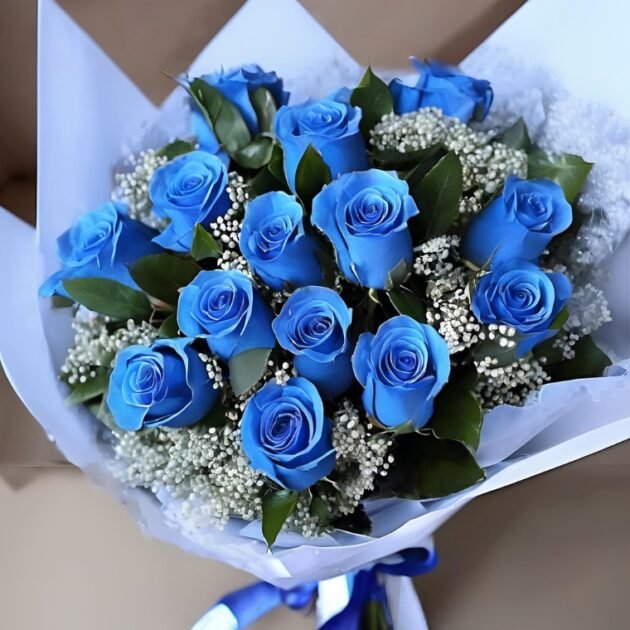 Elegant UK Mother's Day Flowers Blue Rose Bouquet – Fresh Blue Roses, Delivered on Time