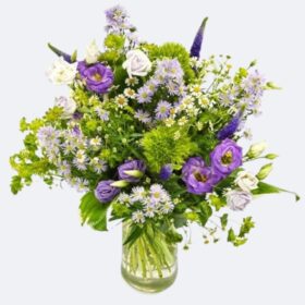 Midnight Meadow Aster & White Rose Hand-Tied Bouquet