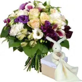 Royal Peach Rose, Lisianthus & Calla Lily Hand-Tied Bouquet