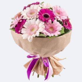 White and Pink Gerbera Daisy Bouquet