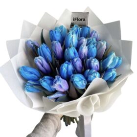 Handcrafted Blue Tulips Bouquet – Premium Fresh Flowers
