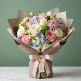 The Serenity Bouquet: Lilac, White Roses & Hydrangeas