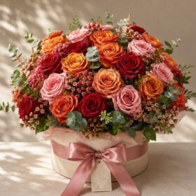 The Sunset Luxe Bouquet: Orange & Pink Roses