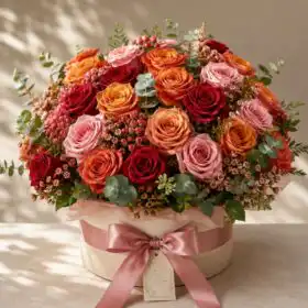The Sunset Luxe Bouquet: Orange & Pink Roses