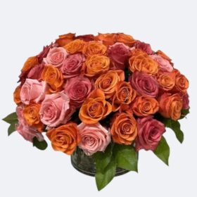 The Sunset Luxe Bouquet: Orange & Pink Roses