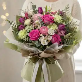 Pink carnation and rose Flower bouquet