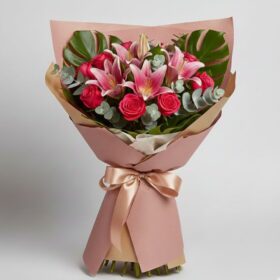 Pink Rose & Oriental Lily Bouquet