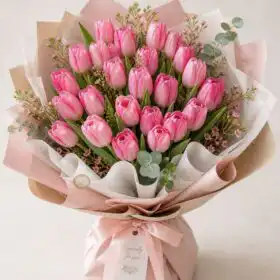 Pink Tulip Bridal Bouquet