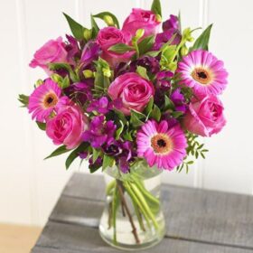 Radiant Pink Rose & Gerbera Bouquet with Lily